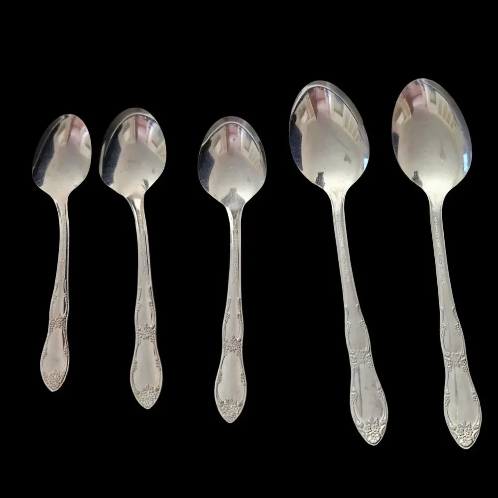Oneida Community Stainless Flatware Serving Spoon Teaspoon Lot of 5